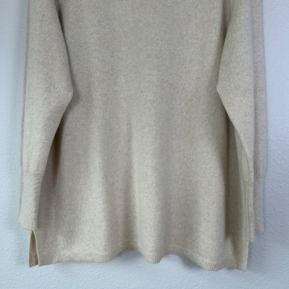 Talbots plus size 2X mock neck pullover sweater cashmere blend beige metallic - Picture 4 of 11
